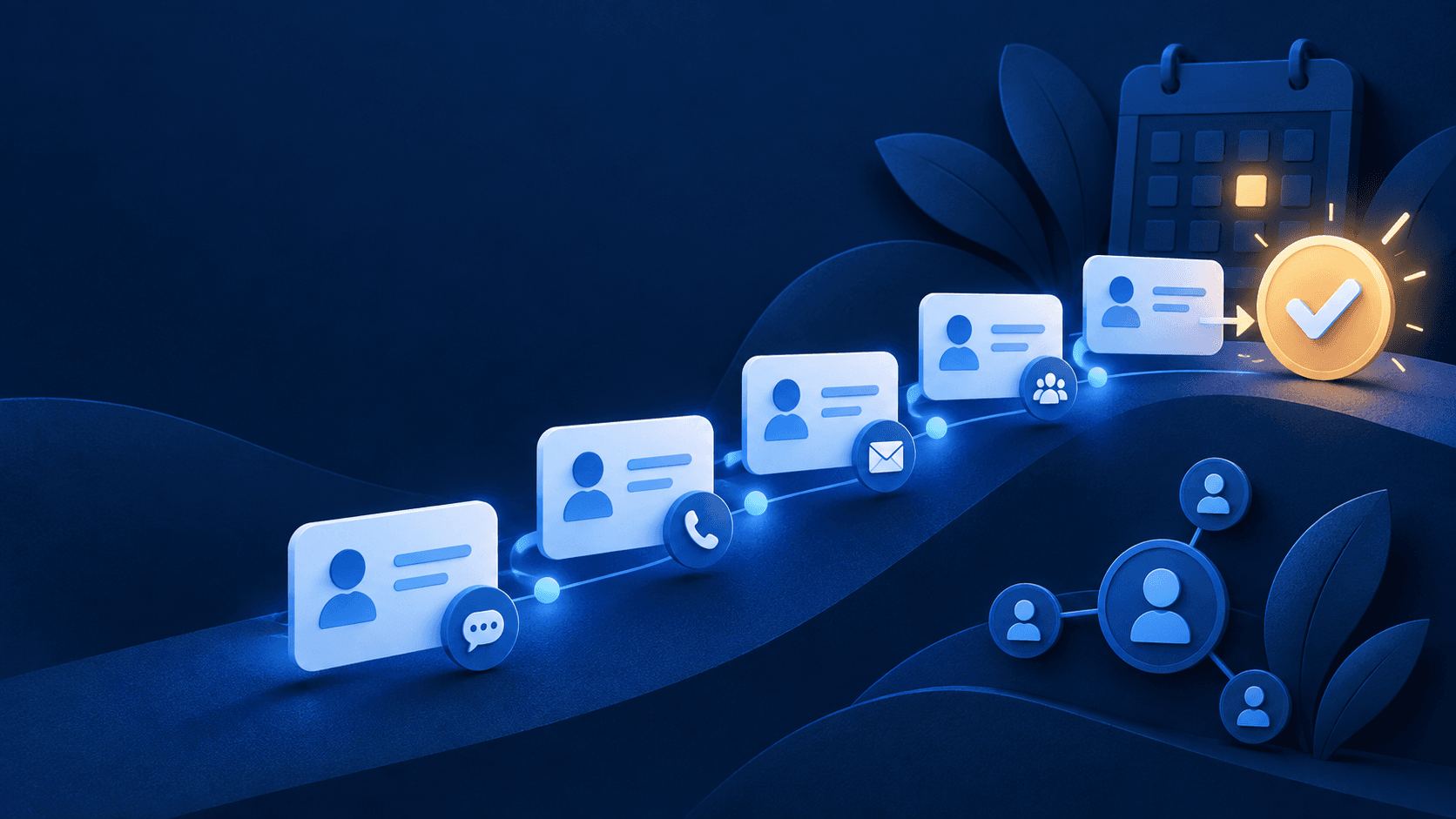 An organised lead management workflow connecting conversations, follow-ups and a completed action